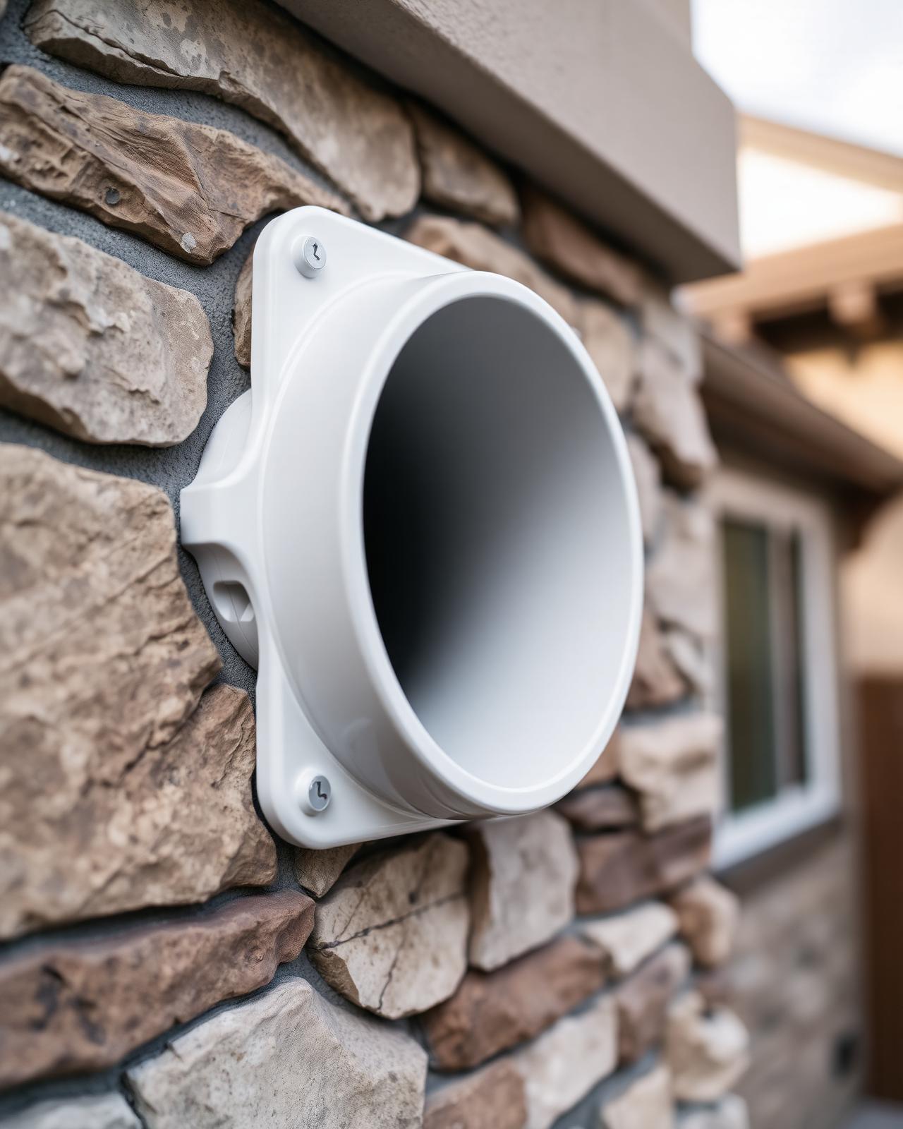 Properly installed metal dryer vent termination with back-draft damper